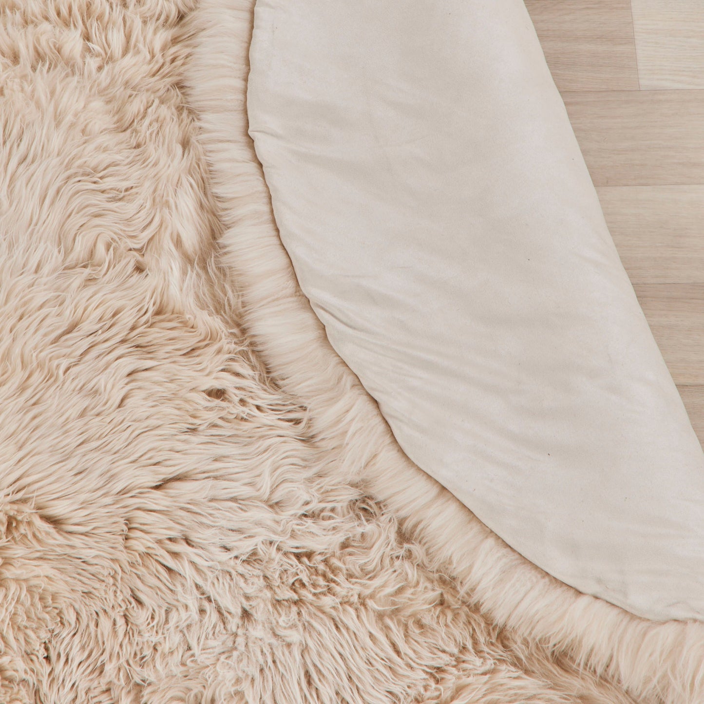 Tapis rond en peau de mouton - Sable - 160 cm