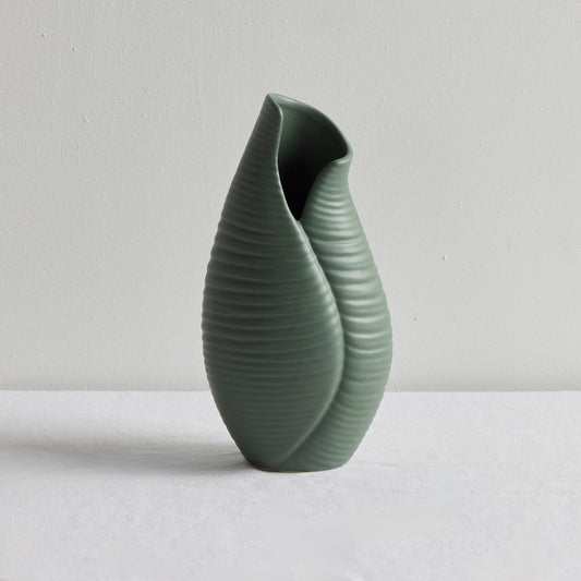 Vase enroulé de feuilles - Petit - Vert foncé