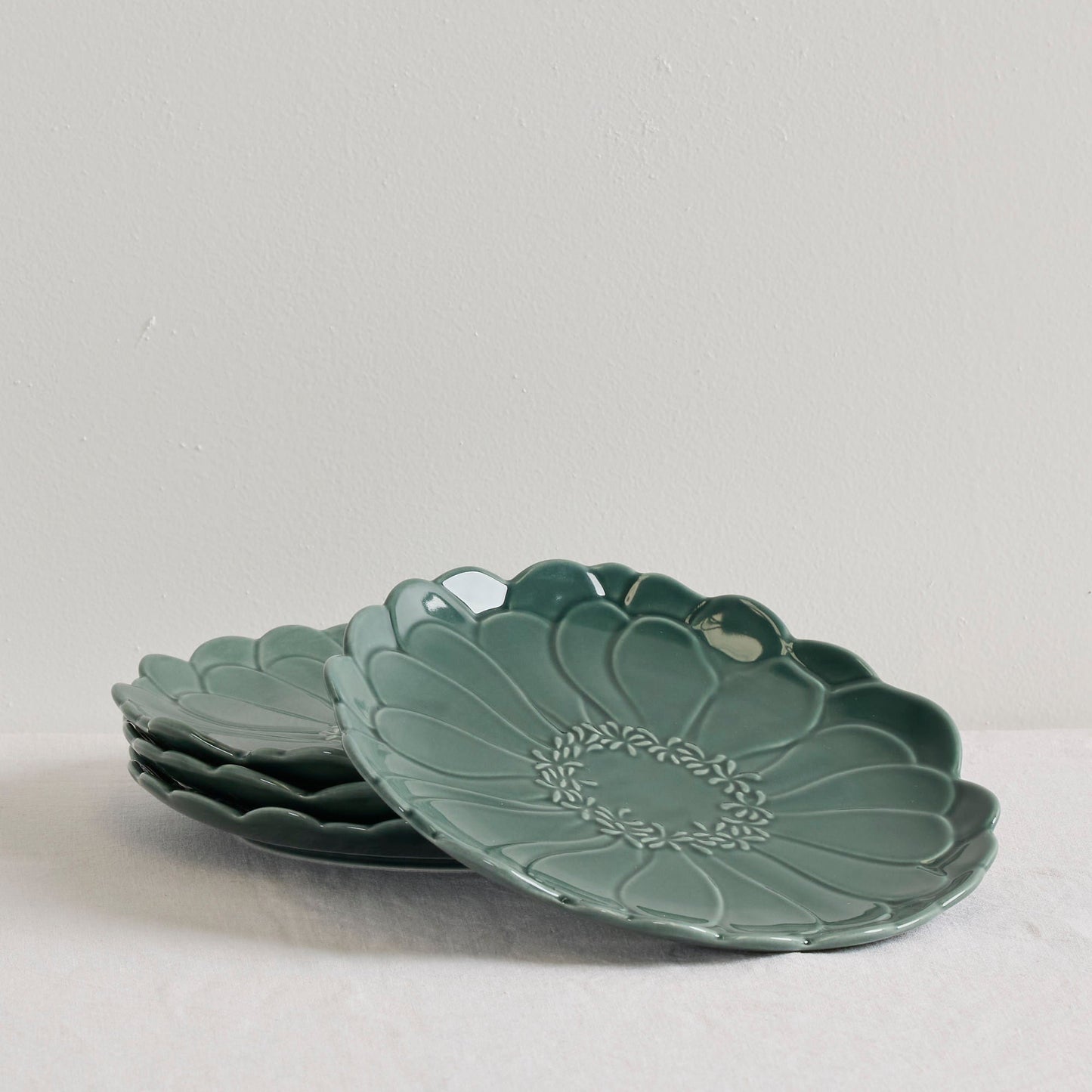Ensemble d'assiettes à dessert Zinnia - Vert sapin - 4 pièces