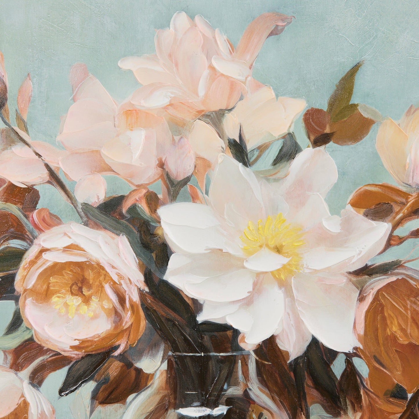 Fleurs sur fond bleu