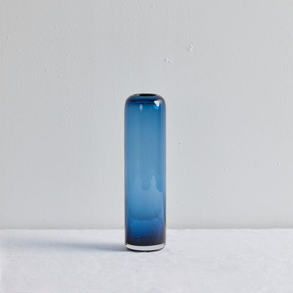 Vase colonne en verre - Moyen - Bleu/Gris