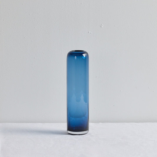 Vase colonne en verre - Moyen - Bleu/Gris