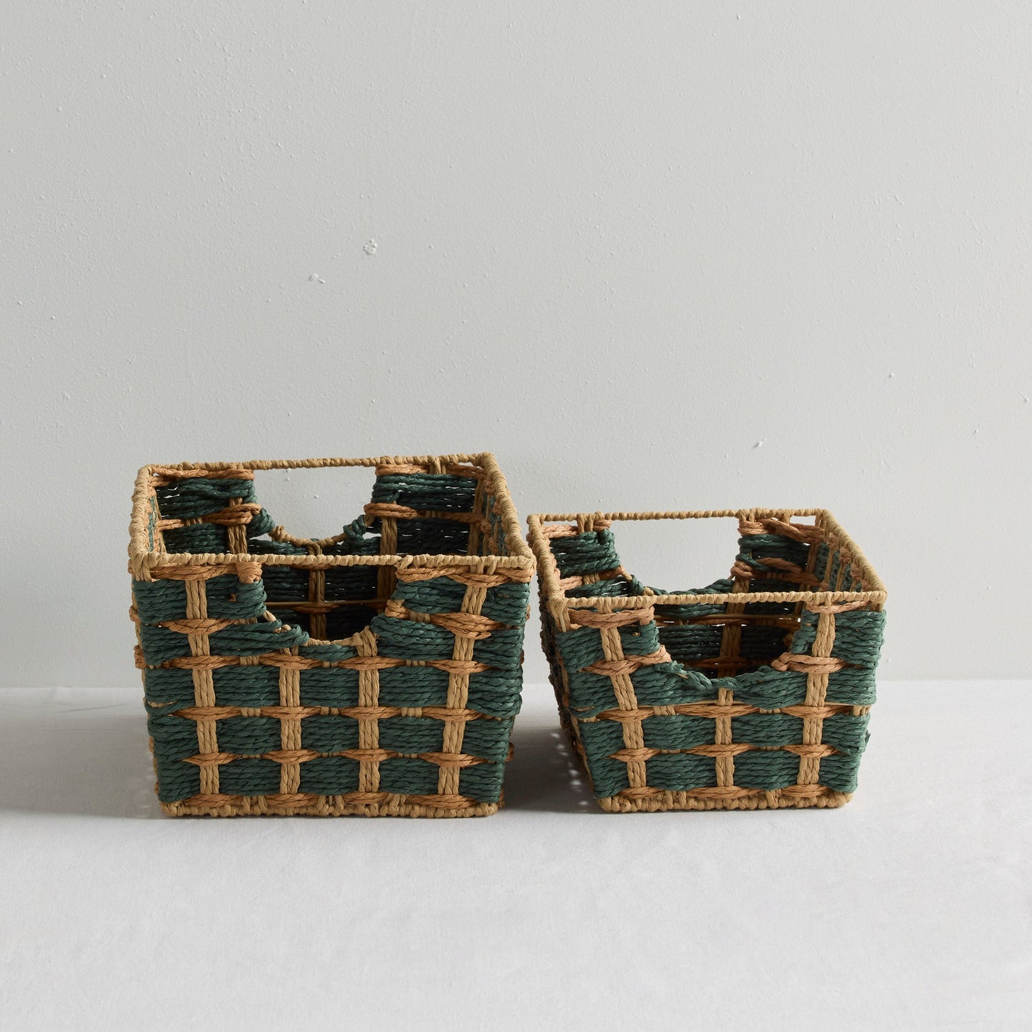 Panier à carreaux - Vert foncé/Beige - Moyen