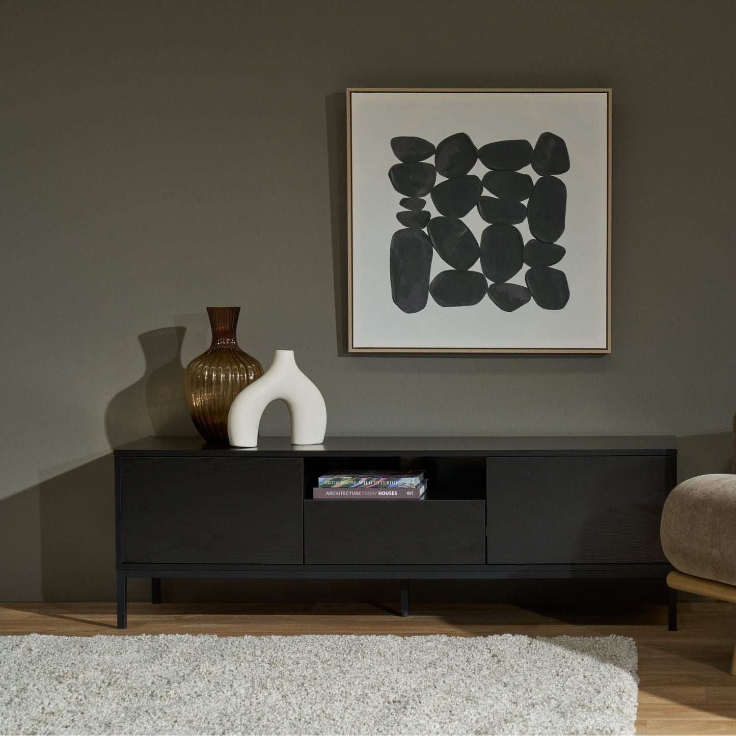 Toile Black Pebbles - Noir/Blanc