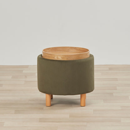 Pouf à plateau - Vert olive