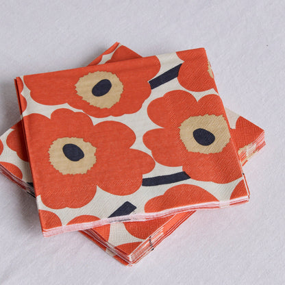 Serviettes en papier Marimekko - Crème/Rouge - Lot de 20