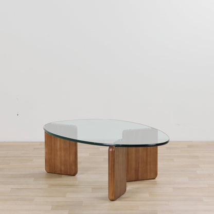 Table basse Pascal - Pin foncé/Verre