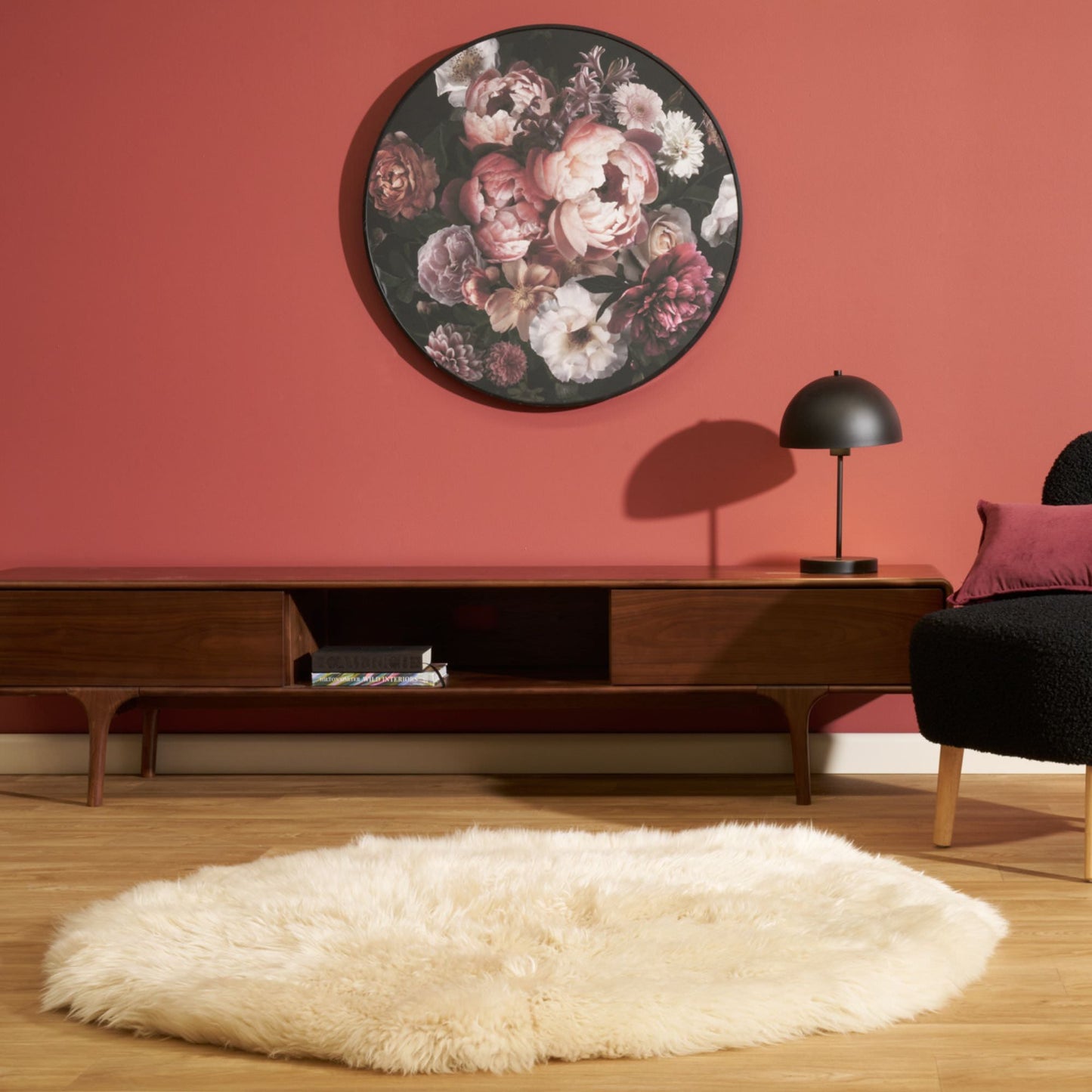 Tapis rond en peau de mouton - Sable - 160 cm