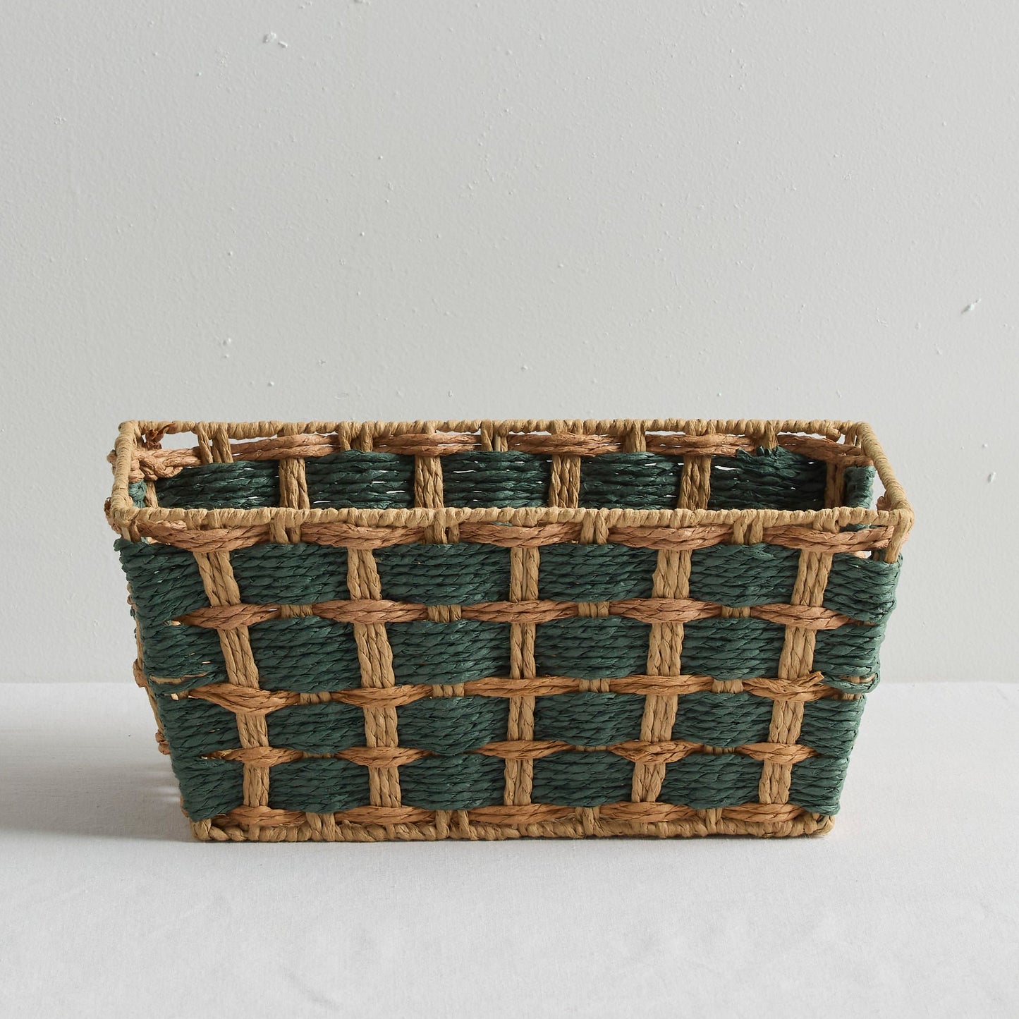 Panier à carreaux - Vert foncé/Beige - Petit