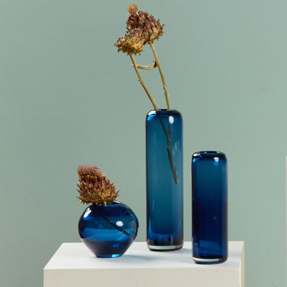 Vase en verre Jiro - Bleu/Gris