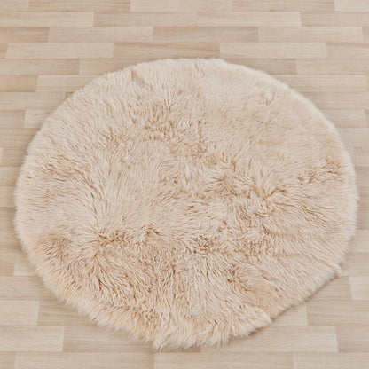 Tapis rond en peau de mouton - Sable - 160 cm
