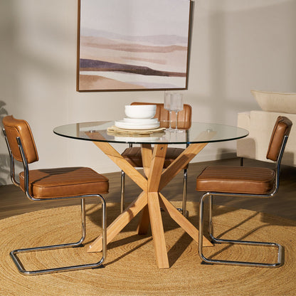 Table de salle à manger ronde Gladstone - Feuille de chêne/Verre