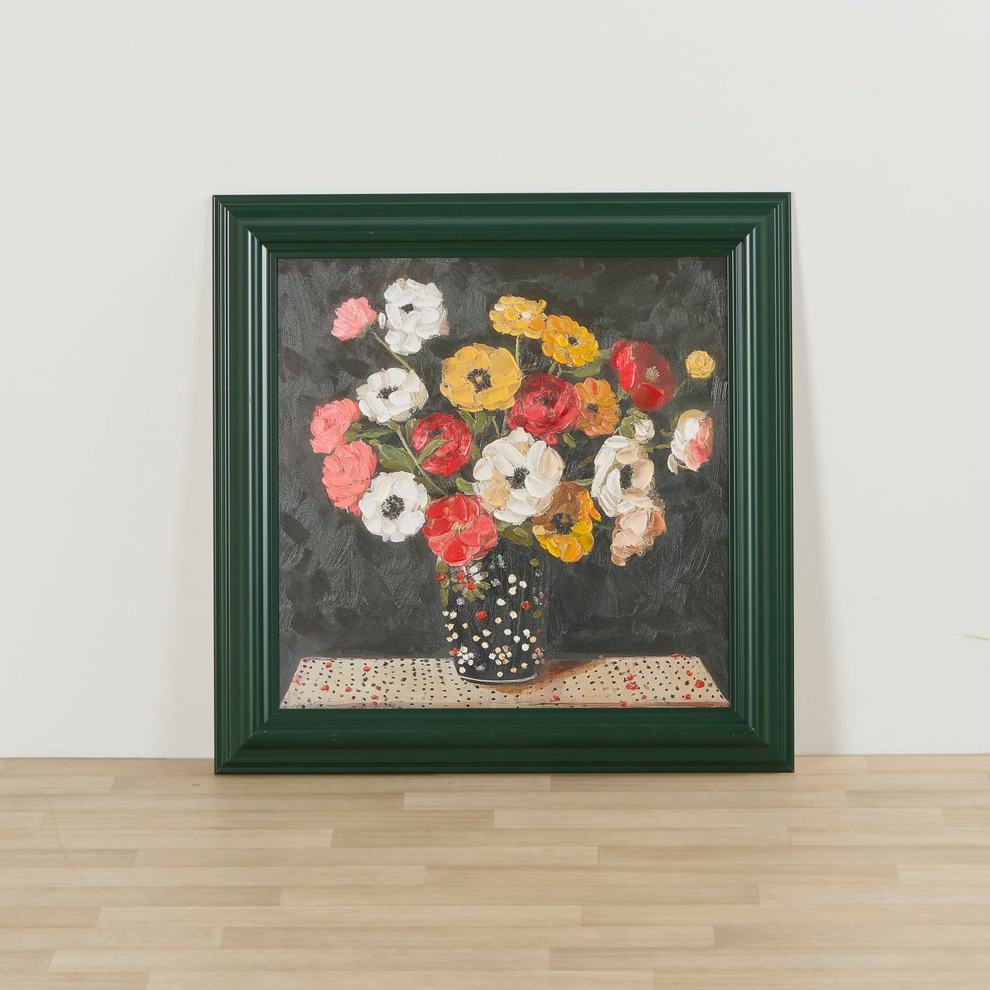 Fleurs sur fond vert