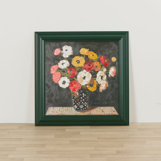 Fleurs sur fond vert