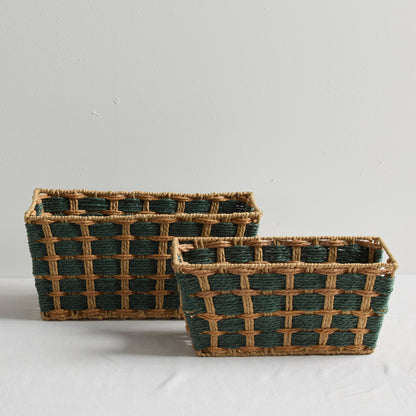 Panier à carreaux - Vert foncé/Beige - Petit