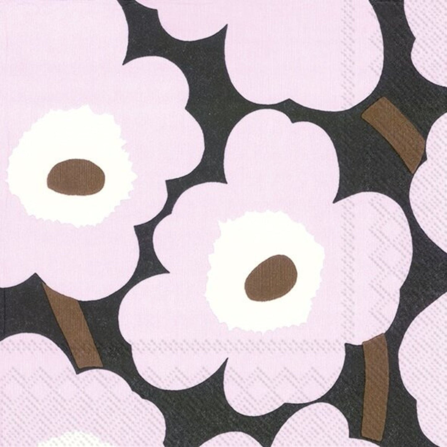 Serviettes en papier Marimekko - 20 pièces - Rose/Noir