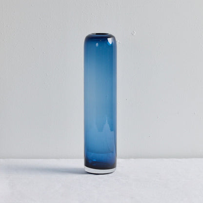 Vase colonne en verre - Haut - Bleu/Gris