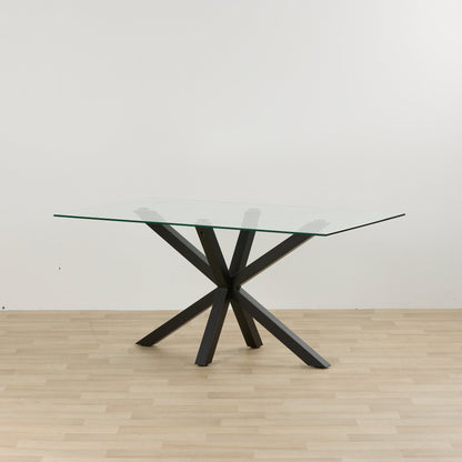 Table de salle à manger Gladstone - Noir/Verre - 160 cm