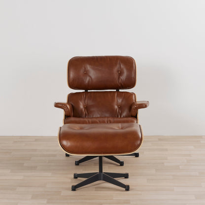 Ensemble fauteuil et repose-pieds Eames (réplique) - Selle/Chêne