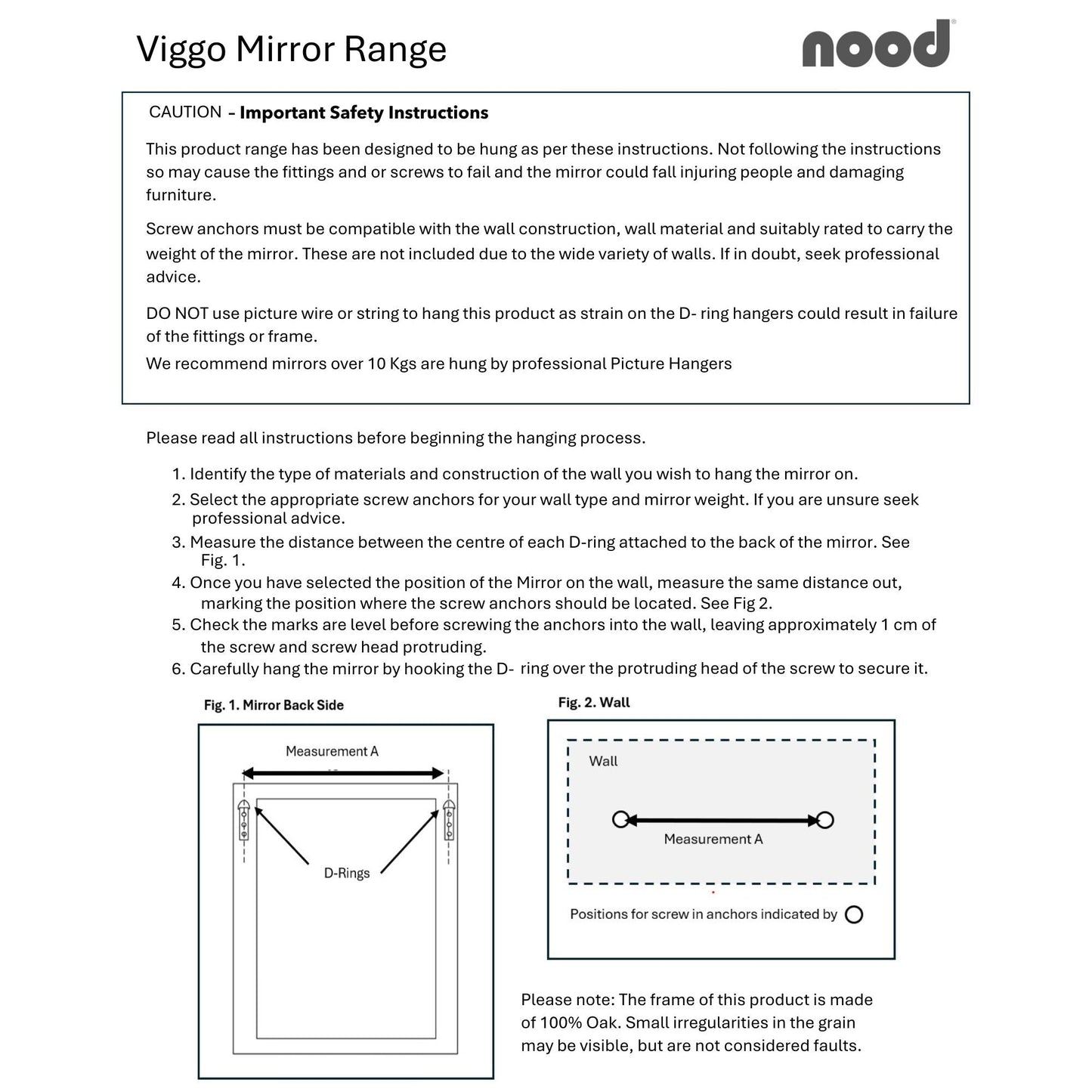 Miroir long Viggo - Chêne foncé