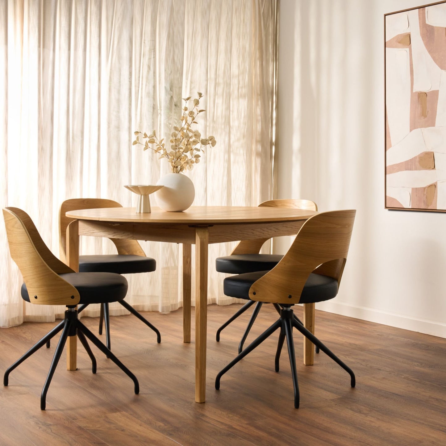 Fauteuil pivotant Adoni - Chêne/Noir