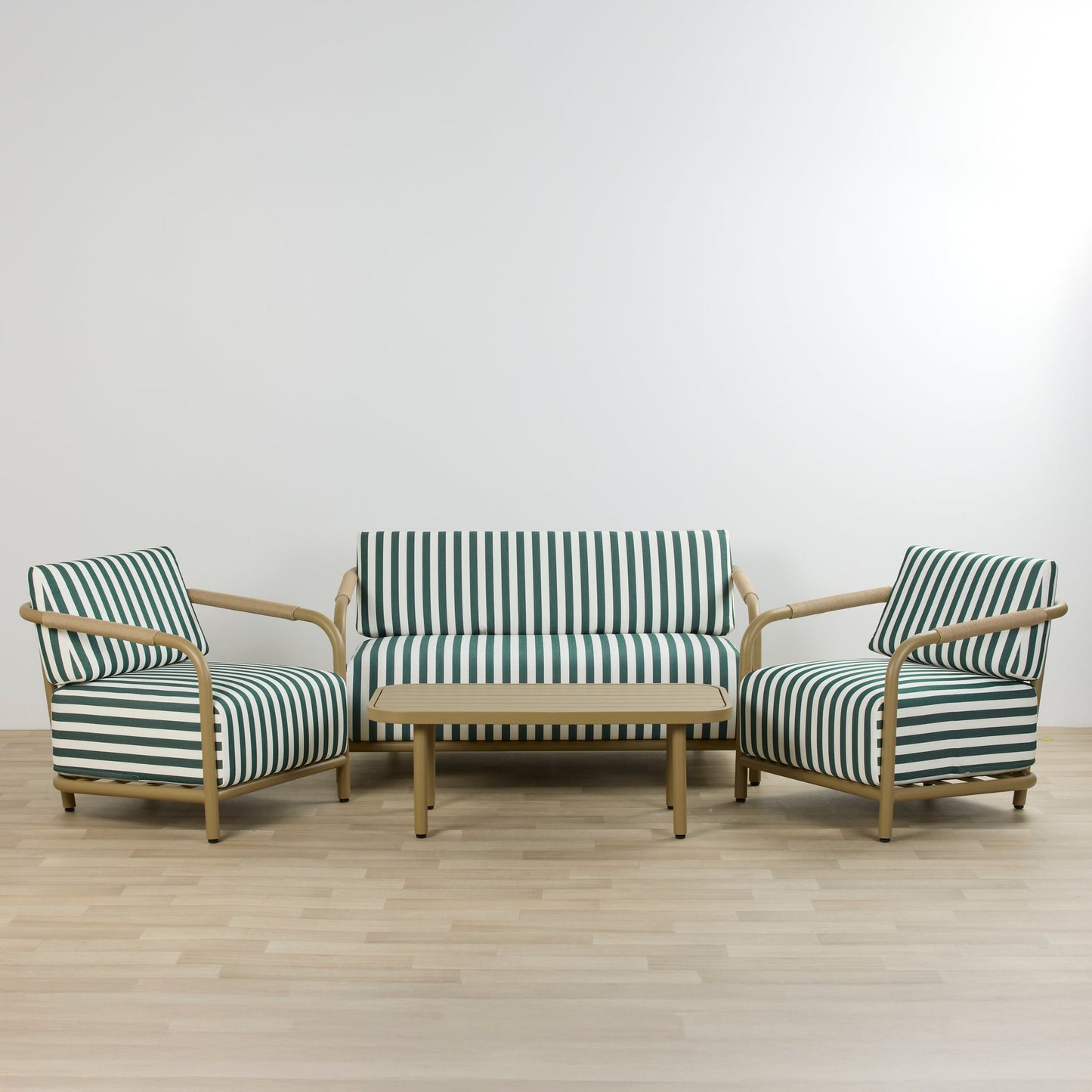 Ensemble d'extérieur Portofino - 4 pièces - Rayures vertes