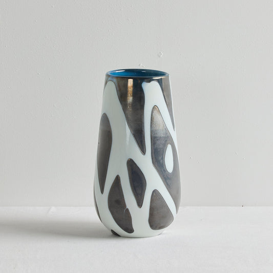Vase en verre Keaton - Blanc/Étain