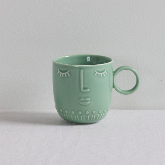 Mug Visages - Vert Doux