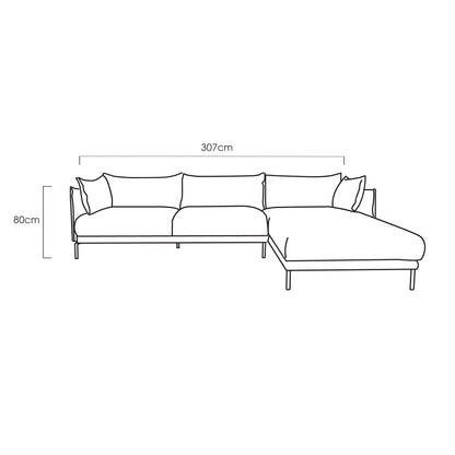 Canapé méridienne 3 places Lugo RH - Forêt