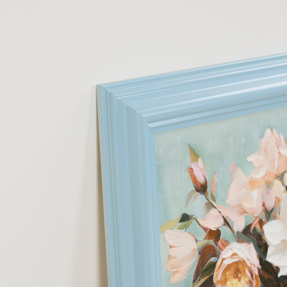 Fleurs sur fond bleu