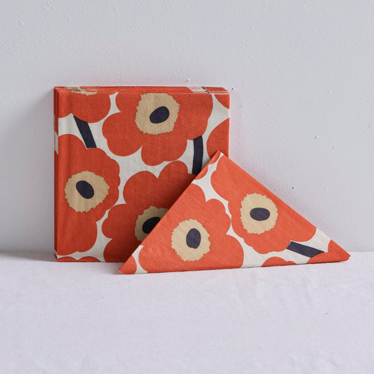 Serviettes en papier Marimekko - Crème/Rouge - Lot de 20