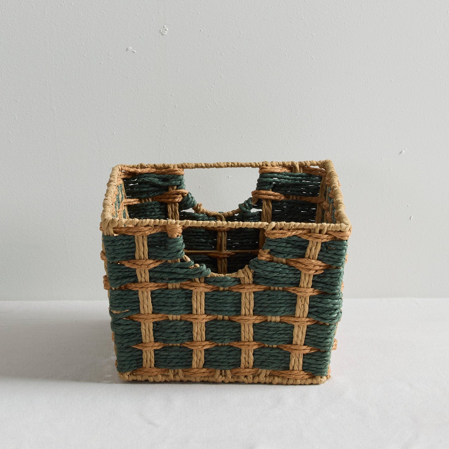 Panier à carreaux - Vert foncé/Beige - Moyen