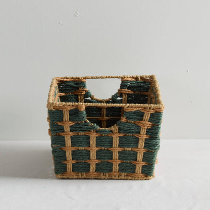 Panier à carreaux - Vert foncé/Beige - Moyen
