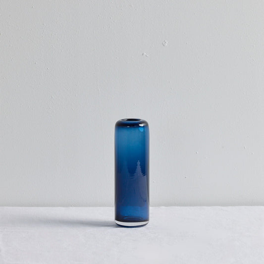 Vase colonne en verre - Court - Bleu/Gris