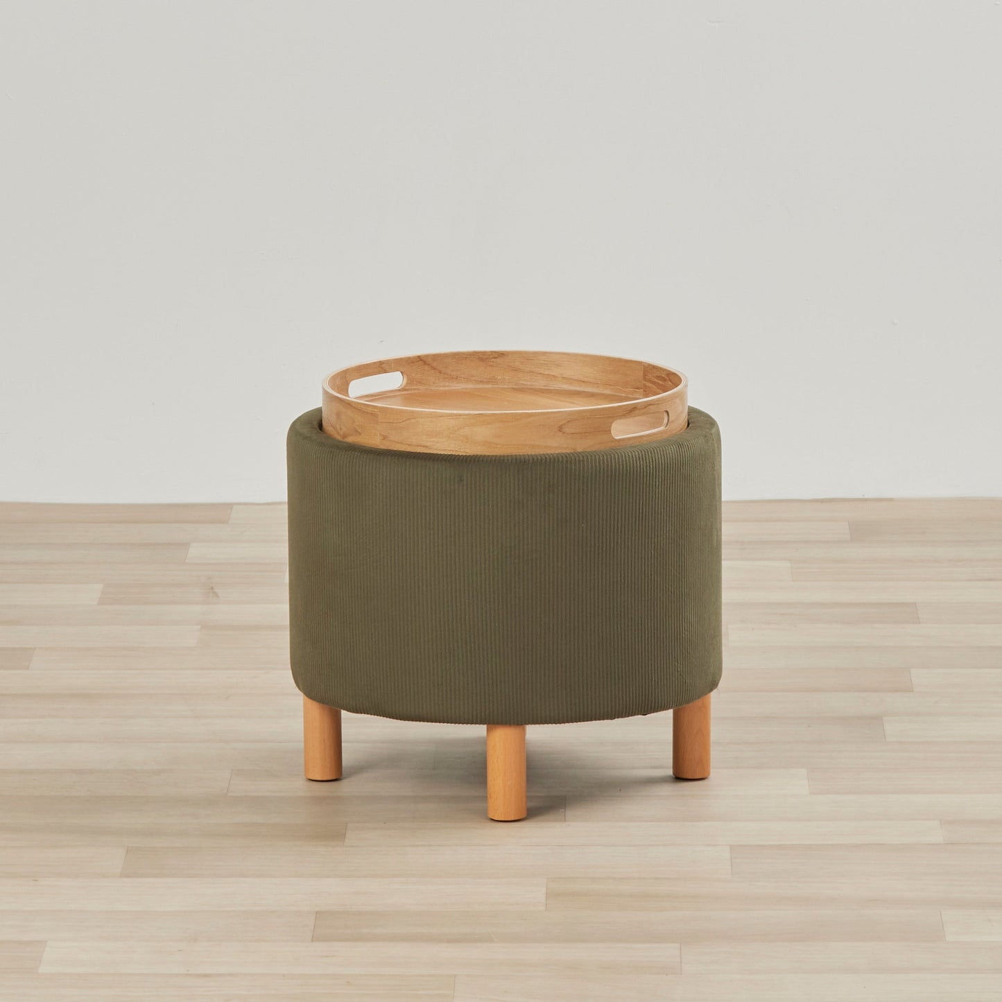 Pouf à plateau - Vert olive