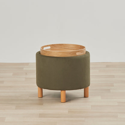 Pouf à plateau - Vert olive