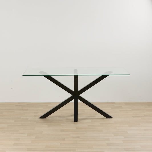Table de salle à manger Gladstone - Noir/Verre - 160 cm