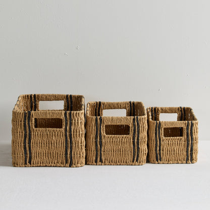 Panier Raya - Grand - Naturel/Noir