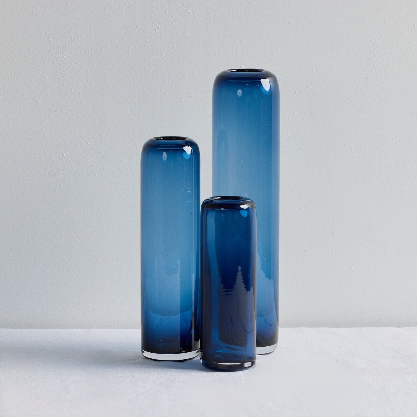 Vase colonne en verre - Moyen - Bleu/Gris