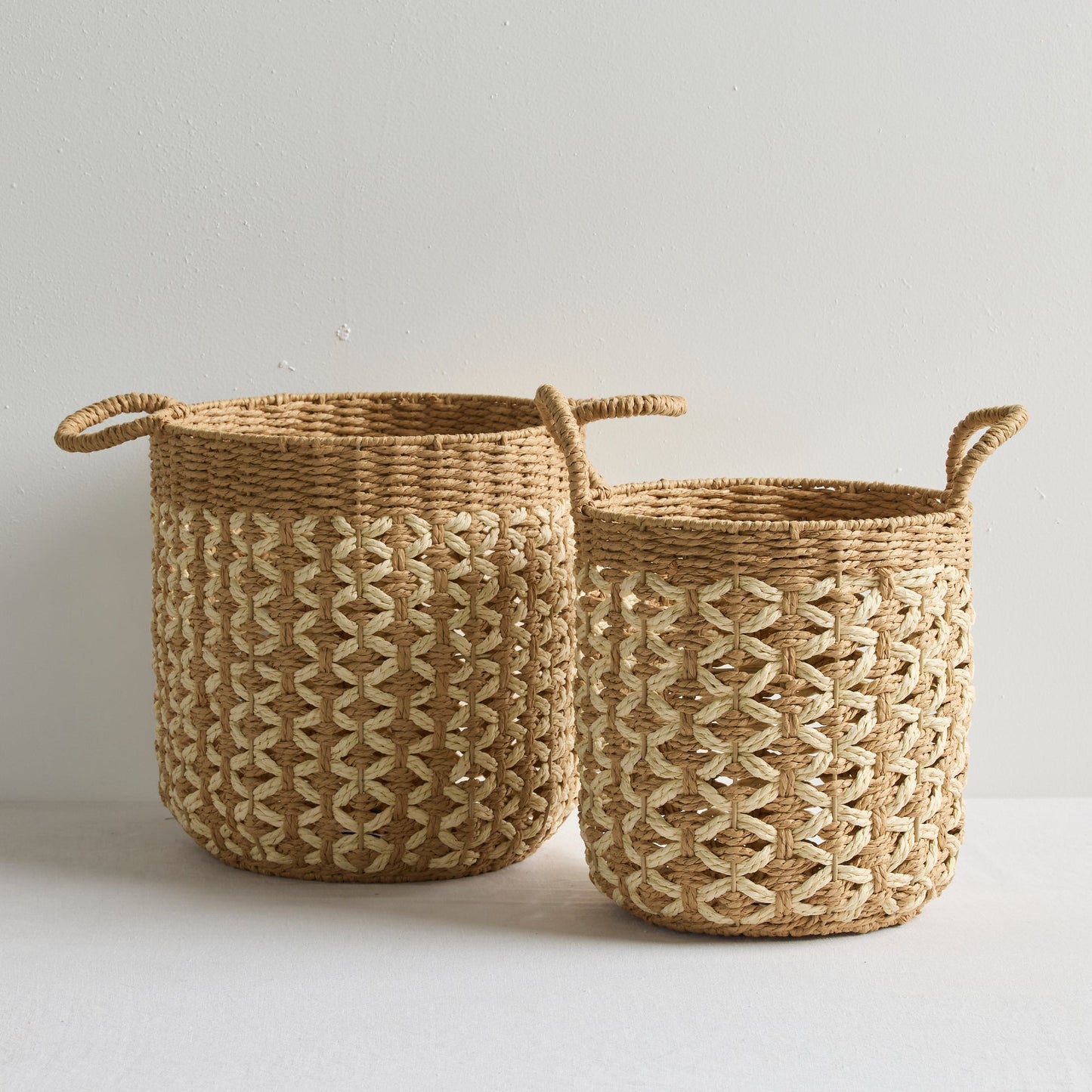 Panier Tino - Grand - Naturel/Blanc