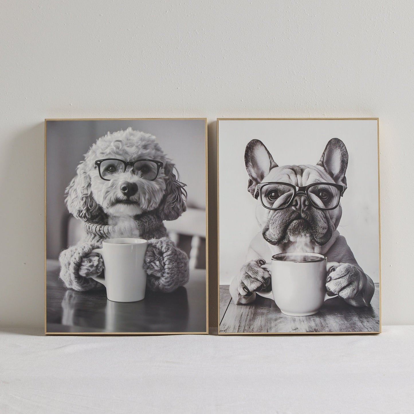 Imprimé Frenchie Coffee - Noir et blanc