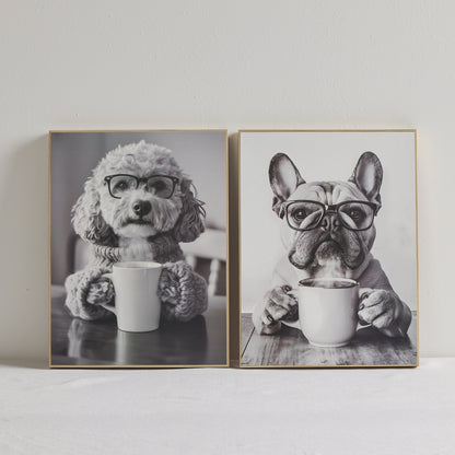 Imprimé Frenchie Coffee - Noir et blanc