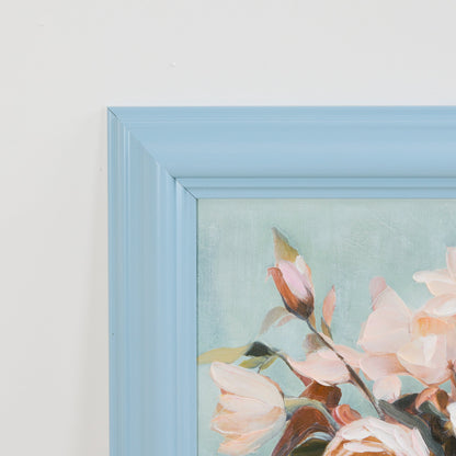 Fleurs sur fond bleu