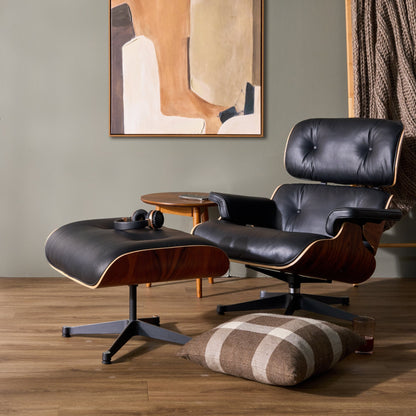 Ensemble fauteuil et repose-pieds Eames (réplique) - Noir