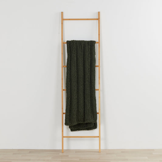 Plaid en grosse maille - Vert mousse