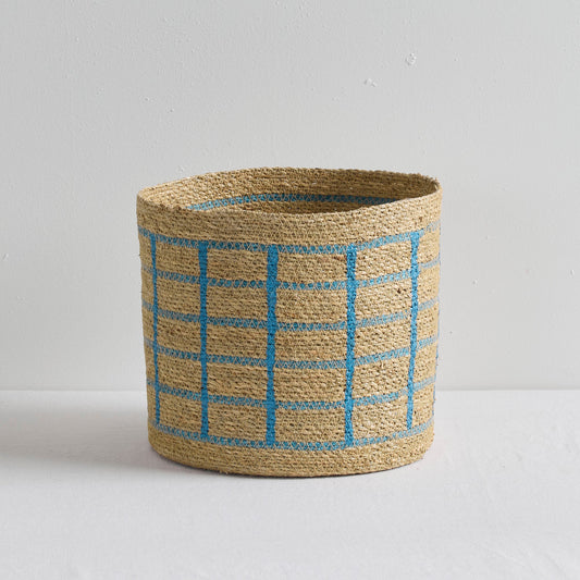 Panier treillis - Bleu lac/Naturel - Moyen