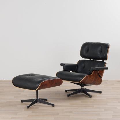 Ensemble fauteuil et repose-pieds Eames (réplique) - Noir