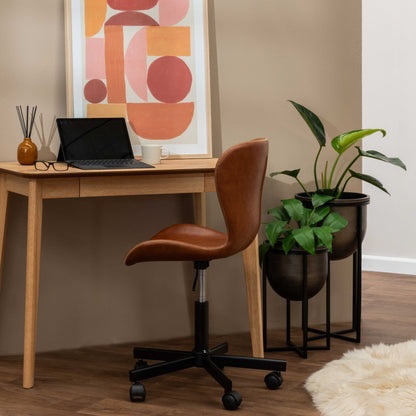Chaise de bureau Sala en polyuréthane - Noir/Brandy