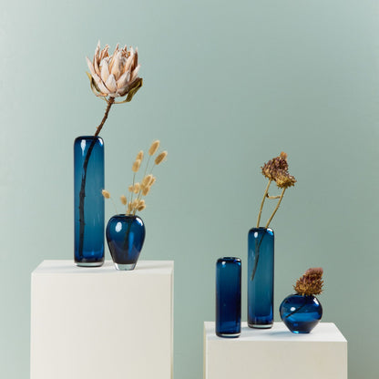 Vase colonne en verre - Haut - Bleu/Gris