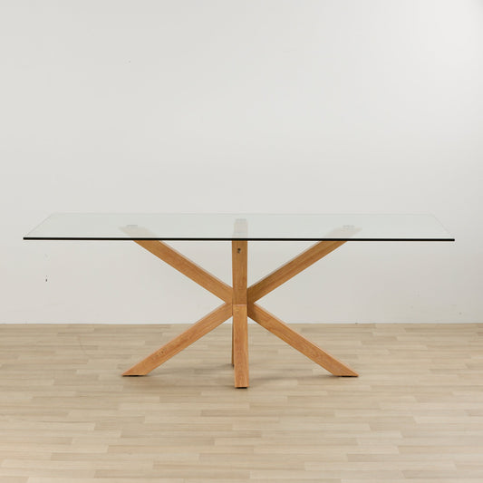 Table de salle à manger Gladstone - Chêne/Verre - 200 cm